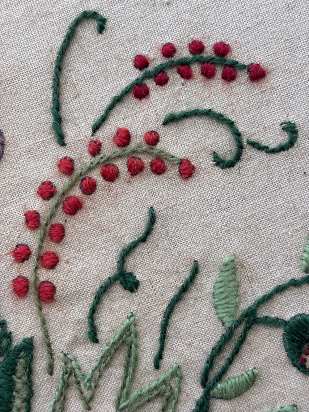 Vintage Hand-Embroidered Needlepoint Floral Fruit Basket Wall Art 14" x 14" - Picture 7 of 17